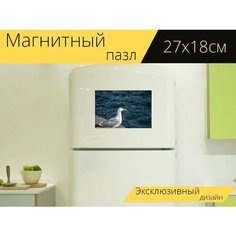 Магнитный пазл "Чайка, морской берег, море" на холодильник 27 x 18 см. Lots Prints