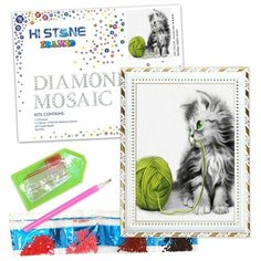 Алмазная Мозаика 17*22см Холст Рамка (Полная выкладка) Стразы-камешки Котенок (23666) Нет бренда