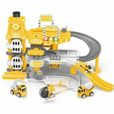 Детская парковка Стройка CLM-003, 4 машинки, вертолет, свет + звук Китай