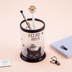 Подставка-стакан MESHU "Black Cat", пластиковая, прозрачная, 2 штуки