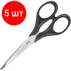 Комплект 5 штук, Ножницы Maped PRECISE 130мм, защитн. футляр, пластик. симметр. ручки, черн,681700