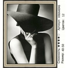 Алмазная мозаика черно-белая на подрамнике 40х50см HWA 4046-1 женщина Нет бренда