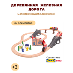 Железная дорога с электропоездом лесопилка Kids Family