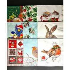 Декупажные салфетки 33х33см. Новогодние №3. 9шт. Нет бренда