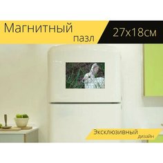 Магнитный пазл "Кролик, белый, зайчик" на холодильник 27 x 18 см. Lots Prints