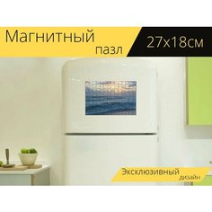 Магнитный пазл "Океан, вечернее небо, серфить" на холодильник 27 x 18 см. Lots Prints