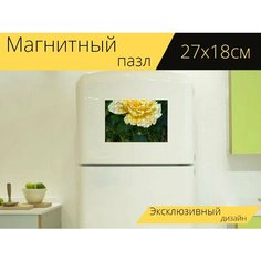 Магнитный пазл "Роза, цветок, желтый" на холодильник 27 x 18 см. Lots Prints