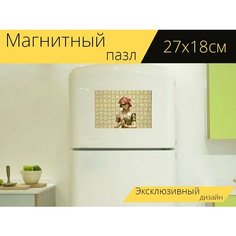Магнитный пазл "Крысолов, женщина, красные волосы" на холодильник 27 x 18 см. Lots Prints