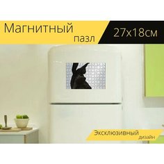 Магнитный пазл "Статуя, ангел, церковь" на холодильник 27 x 18 см. Lots Prints