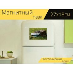 Магнитный пазл "Канцтовары, кожаная сумка, ранец" на холодильник 27 x 18 см. Lots Prints