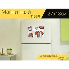 Магнитный пазл "Бейсбол, палец, стресс" на холодильник 27 x 18 см. Lots Prints