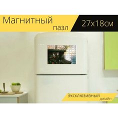 Магнитный пазл "Пейзаж, дерево, дом" на холодильник 27 x 18 см. Lots Prints