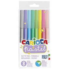 Фломастеры Carioca "Pastel", 08цв, смываемые, ПВХ, европодвес - 3 шт.