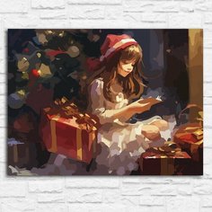 Картина по номерам на холсте новый год рождеством (зима, девушка, елка, эстетика) - 12817 40х30 Бруталити