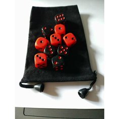Игральные кубики/кости/ 16 мм. комплект из 5 чёрных + 5 красных + мешочек. Нет бренда