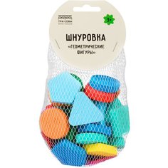 Развивающая игрушка ТРИ совы Шнуровка "Геометрические фигуры", EVA, 34 элемента, шнурок Нет бренда