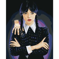 Картина по номерам "Wednesday Уэнсдей Аддамс: Арт с рукой 2", Раскраска 40x50 см, Фильмы