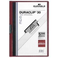 Папка с клипом Durable Duraclip, до 30 листов, А4, ПВХ Темно-красный