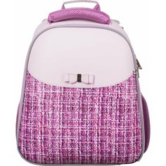 Ранец №1School Basic Fashion твид розовый, 2 отд, эргоном. спинка
