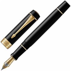 Ручка перьевая PARKER "Duofold Classic Centennial Black GT", корпус черный, позолоченные детали, черная, 1931381