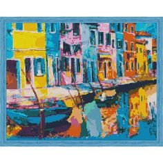 Алмазная мозаика на подрамнике 40х50, Радужная Венеция Цветной