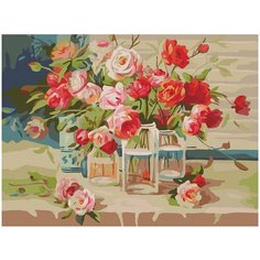 Картина по номерам 40х50 см, остров сокровищ "Свежесть роз", на подрамнике, акрил, кисти, 662465