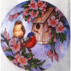 Канва с рисунком для вышивки бисером GLURIYA Птичий домик, 30*30см, 1шт