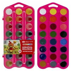 Акварель ЗХК "Цветик", 24 цвета, медовая, в пластиковой коробке, без кисти