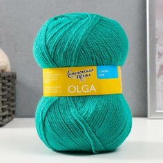 Пряжа Olga (ОльгаПШ) 50% шерсть, 50% акрил 392м/100гр (70920 зел. бирюза_V2)