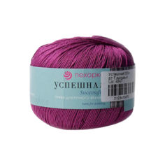 Пряжа Пехорка Успешная, 100 % хлопок, 50 г, 220 м, 1 шт., 087 темно-лиловый