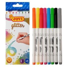 JOVI Фломастеры 8цв JOVI "Glitter", с блестками, смываемые, картон, европодвес 1608G