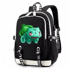 Рюкзак Бульбазавр (Pokemon) черный с USB-портом №4 Noname