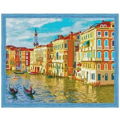 Алмазная мозаика «Город на воде», QA204019 / 40х50 см / Полная выкладка / Холст на подрамнике / Картина стразами Цветной