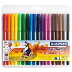 7 7790 1885 Фломастеры Centropen "Washable", 18цв, смываемые, блистер