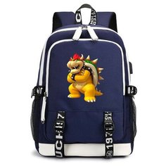 Рюкзак Боузер (Mario) синий с USB-портом №1 Noname