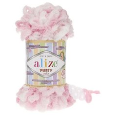 Пряжа ALIZE "Puffy color", 100% микрополиэстер, 9 м*100 г, 5863 розово-белая, 1 шт