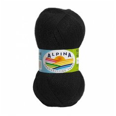 Пряжа ALPINA "KLEMENT" 80% альпака, 20% мериносовая шерсть 4 шт.х50г 300м №02 чёрный