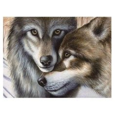 Алмазная мозаика 40x50 "Волки" 7D на подрамнике, Картина стразами Нет бренда
