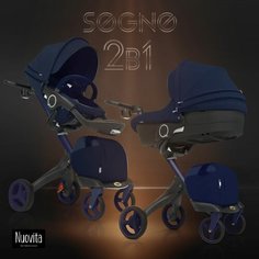 Универсальная коляска Nuovita Sogno 2 в 1, blu/синий