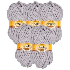 Пряжа Adelia Пряжа ADELIA "DOLLY" 100% полиэстер 5 шт.х100г 40м, 100 % полиэстер, 100 г, 40 м, 5 шт., №06 серый