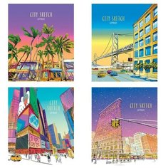 Тетрадь 96л., А5, клетка ArtSpace "Путешествия. City sketch", глянцевый УФ-лак