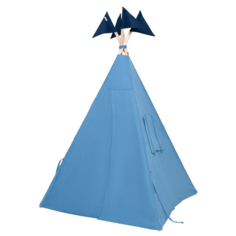 Палатка VamVigvam Вигвам для детей стандартный из льна с контрастными шторками, голубой