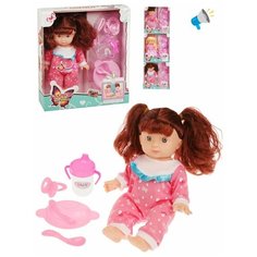 Игр. наб."Маленькая мама", звук, в компл. кукла 24см, предм. 5шт, эл. пит. AG13х3шт вх. в компл, в ассорт, кор. Наша Игрушка