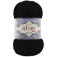 Пряжа для вязания Ализе Velluto (100% микрополиэстер) 5х100г/68м цв.060 черный Alize