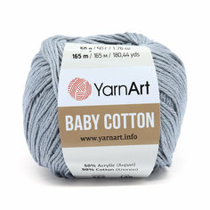 Пряжа для вязания YarnArt Baby Cotton 50гр 165м (50% хлопок, 50% акрил) (452 серый), 10 мотков