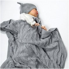 Плед Amarobaby Pure Love Волна 75х105 см серый