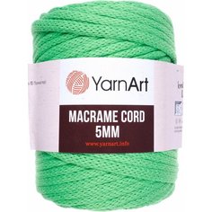 Пряжа YarnArt Macrame cord 5mm яркий зеленый (802), 60%хлопок/40%полиэстер/вискоза, 85м, 500г, 1шт