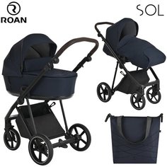 Коляска 2в1 Roan Sol Mystic Blue/Black/ручка темно-коричневый
