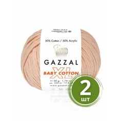 Пряжа Gazzal Baby Cotton XL (Беби Коттон XL) - 2 мотка Цвет: 3412 Персик 50% хлопок, 50% акрил, 50 г 105 м Yarn Art