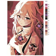 Картина по номерам S182 "Компьютерная игра - Genshin Impact (Геншин Импакт). Яэ Мико" 80x120 Brushes Paints